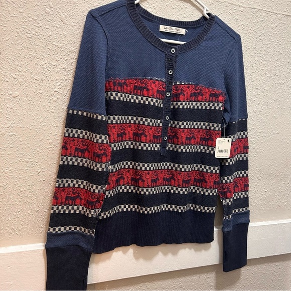 Free People We The Free To the Woods Knit Holiday Christmas Top NWT - Picture 13 of 14